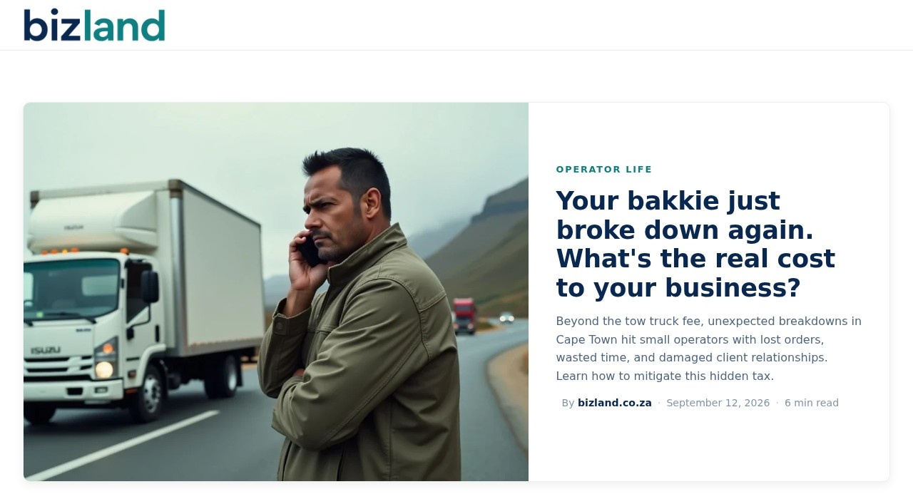Bizland homepage - honest South African small-business advice